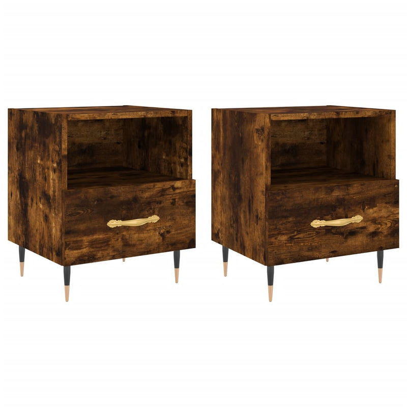 vidaXL 2 db füstös tölgy színű szerelt fa éjjeliszekrény 40x35x47,5 cm