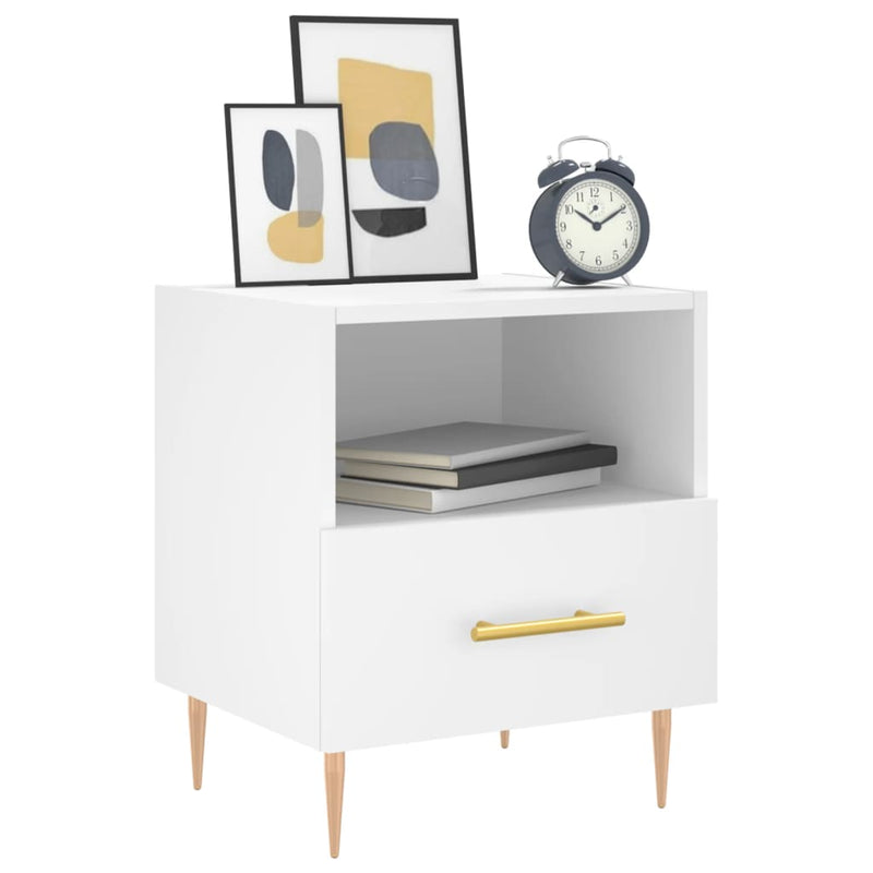 vidaXL 2 db fehér szerelt fa éjjeliszekrény 40 x 35 x 47,5 cm