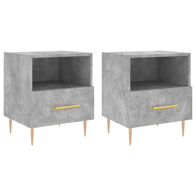 vidaXL 2 db betonszürke szerelt fa éjjeliszekrény 40 x 35 x 47,5 cm