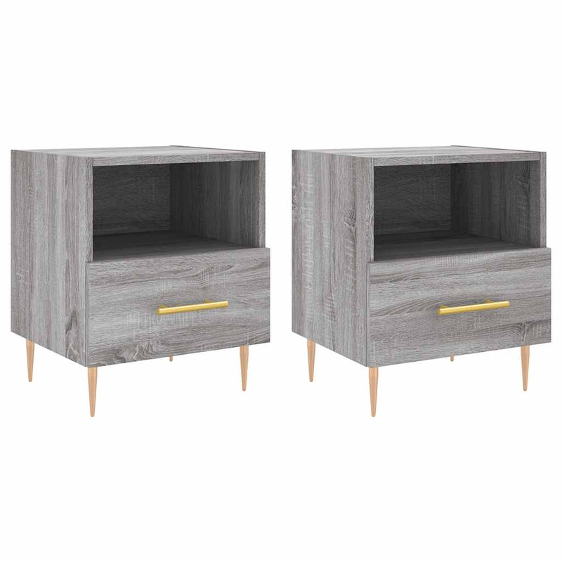 vidaXL 2 db szürke sonoma színű szerelt fa éjjeliszekrény 40x35x47,5cm
