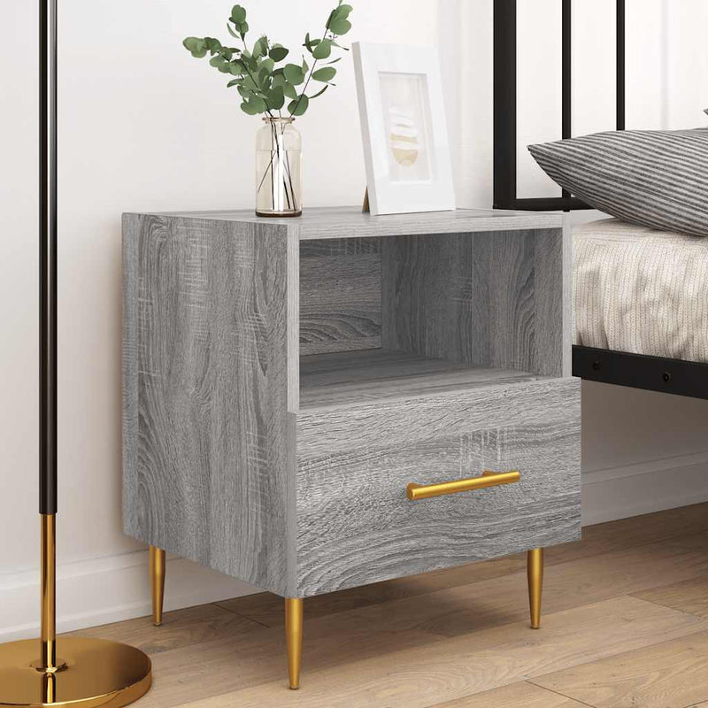 vidaXL 2 db szürke sonoma színű szerelt fa éjjeliszekrény 40x35x47,5cm