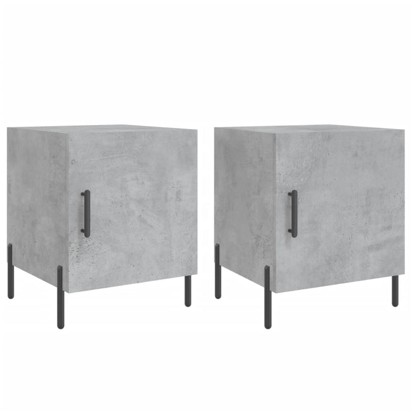 vidaXL 2 db betonszürke szerelt fa éjjeliszekrény 40 x 40 x 50 cm