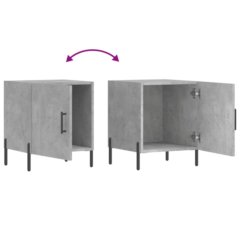 vidaXL 2 db betonszürke szerelt fa éjjeliszekrény 40 x 40 x 50 cm