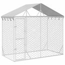 vidaXL ezüstszínű horganyzott acél kutyakennel tetővel 3x1,5x2,5 m