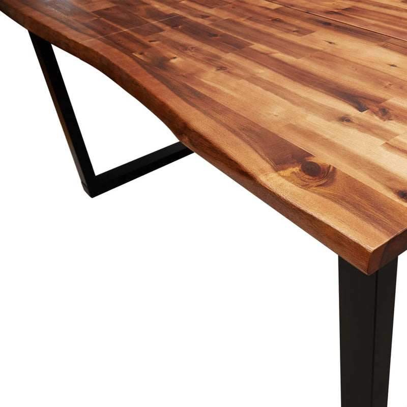 vidaXL tömör akácfa étkezőasztal természetes éllel 140 x 80 x 75 cm