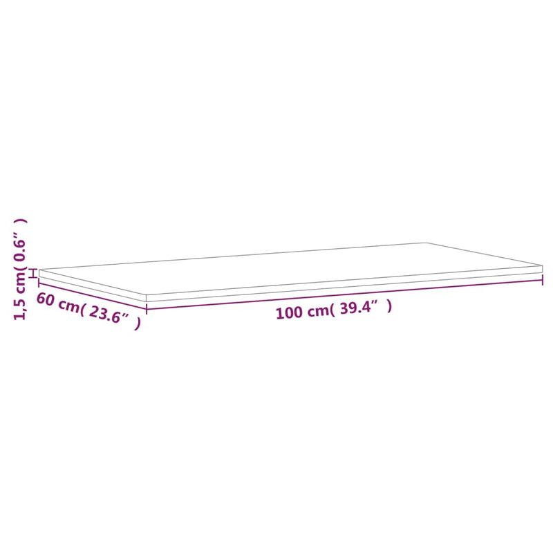 vidaXL tömör bükkfa téglalap alakú asztallap 100x60x1,5 cm