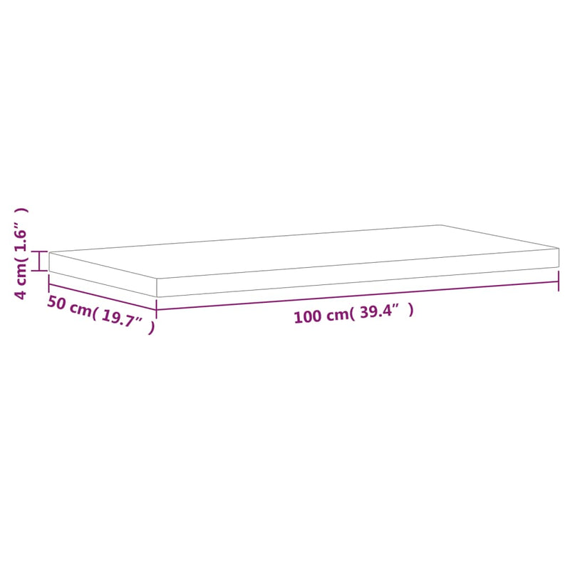 vidaXL tömör bükkfa téglalap alakú asztallap 100x50x4 cm
