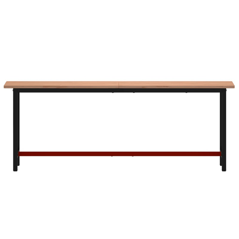 vidaXL tömör bükkfa és fém munkaasztallap 220x55x81,5 cm