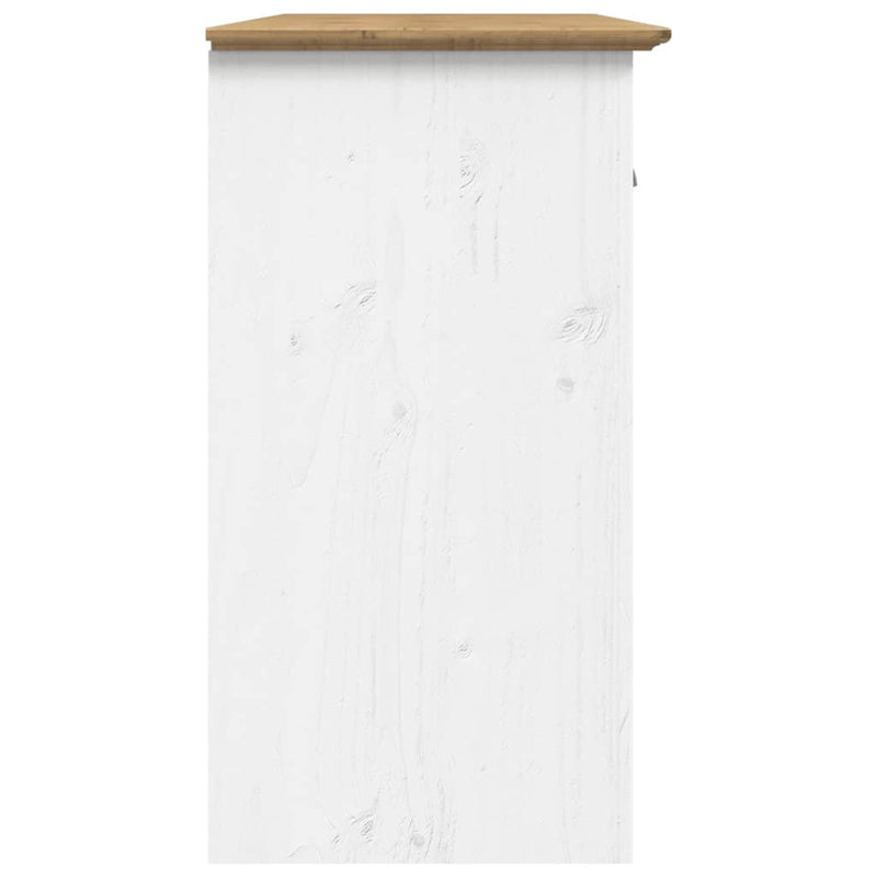 vidaXL BODO fehér-barna tömör fenyőfa tálalószekrény 115,5x44x80 cm