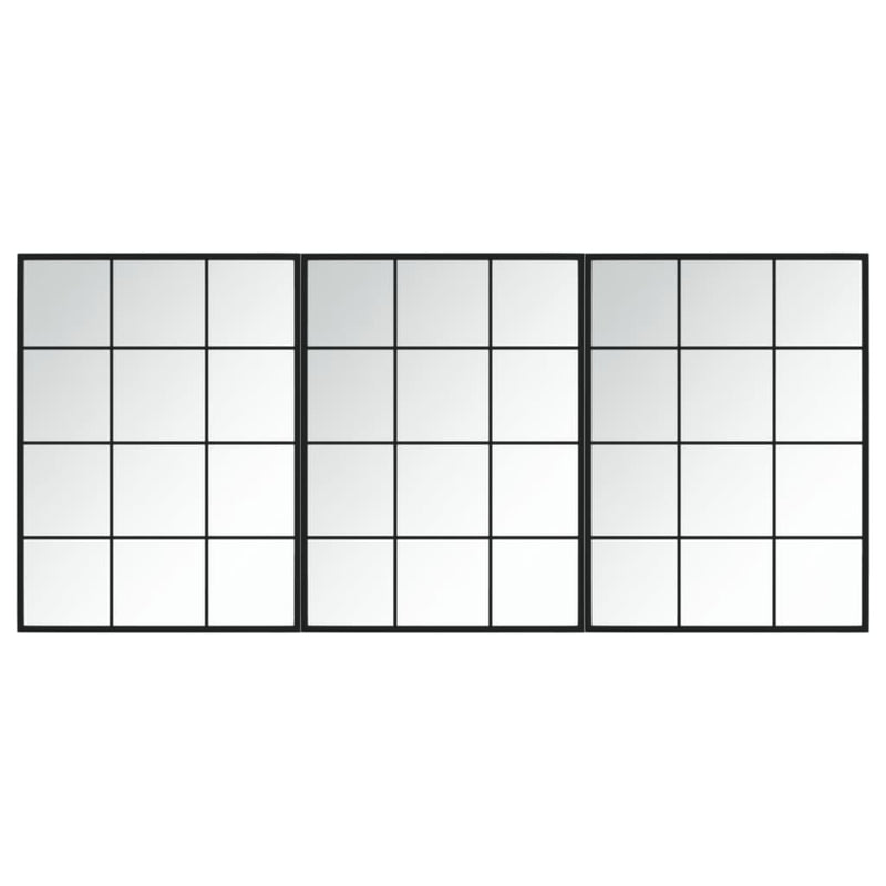 vidaXL 3 db fekete fém fali tükör 80x60 cm