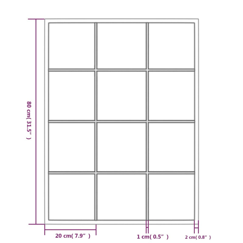 vidaXL 3 db fekete fém fali tükör 80x60 cm