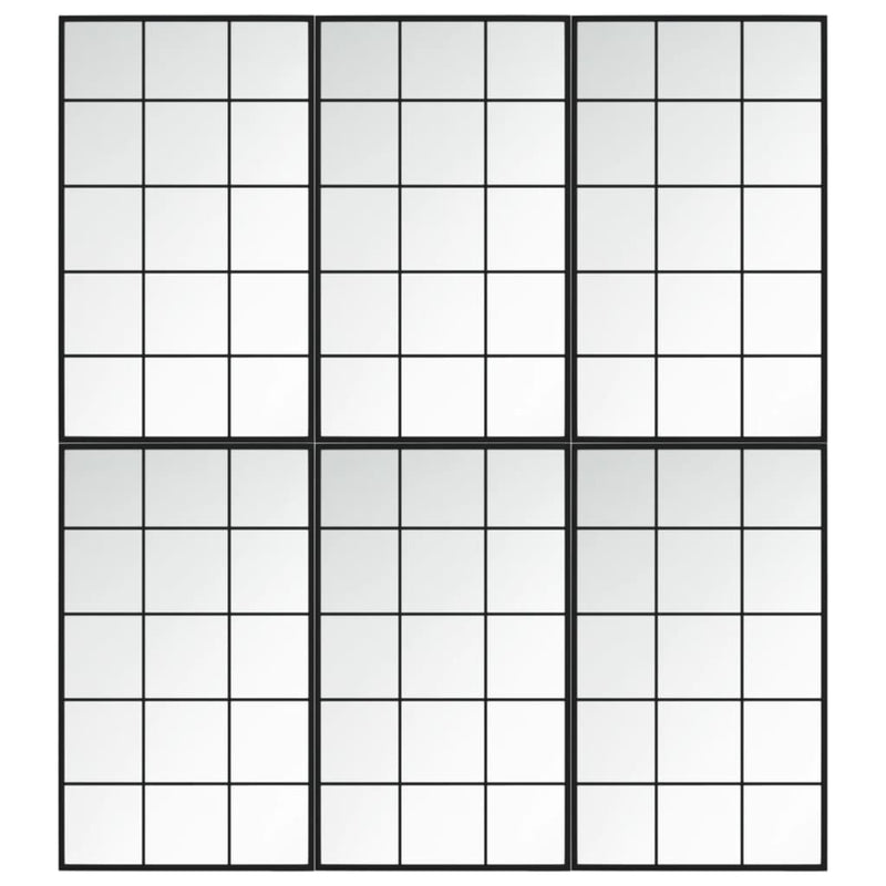 vidaXL 6 db fekete fém fali tükör 100x60 cm