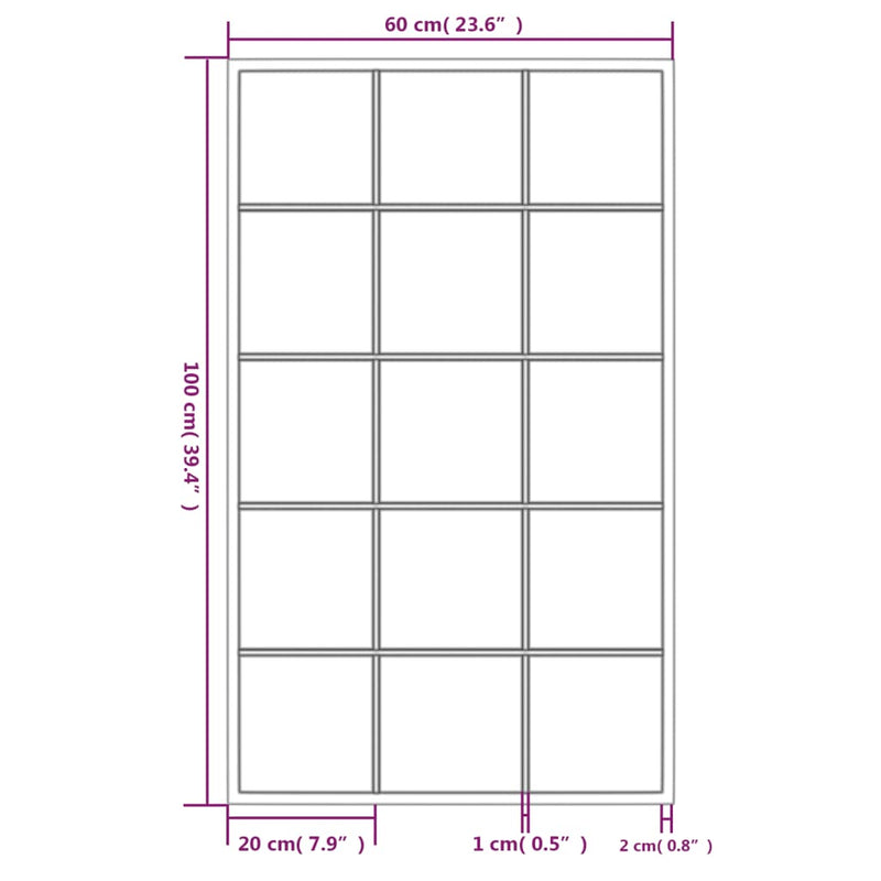 vidaXL 6 db fekete fém fali tükör 100x60 cm