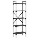 vidaXL 5 szintes fekete szerelt fa könyvespolc 56 x 31,5 x 174 cm
