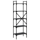 vidaXL 5 szintes fekete szerelt fa könyvespolc 56 x 31,5 x 174 cm