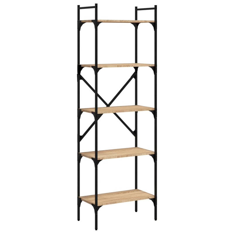 vidaXL 5 szintes sonoma tölgy színű fa könyvespolc 56 x 31,5 x 174 cm