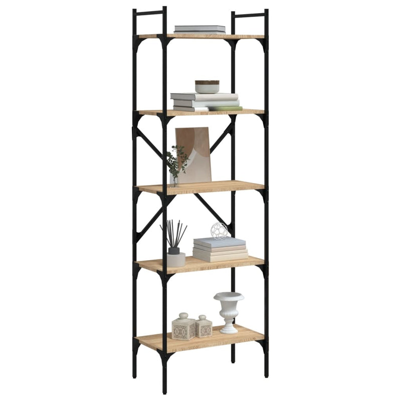 vidaXL 5 szintes sonoma tölgy színű fa könyvespolc 56 x 31,5 x 174 cm