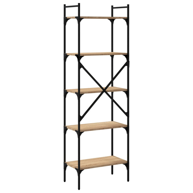 vidaXL 5 szintes sonoma tölgy színű fa könyvespolc 56 x 31,5 x 174 cm