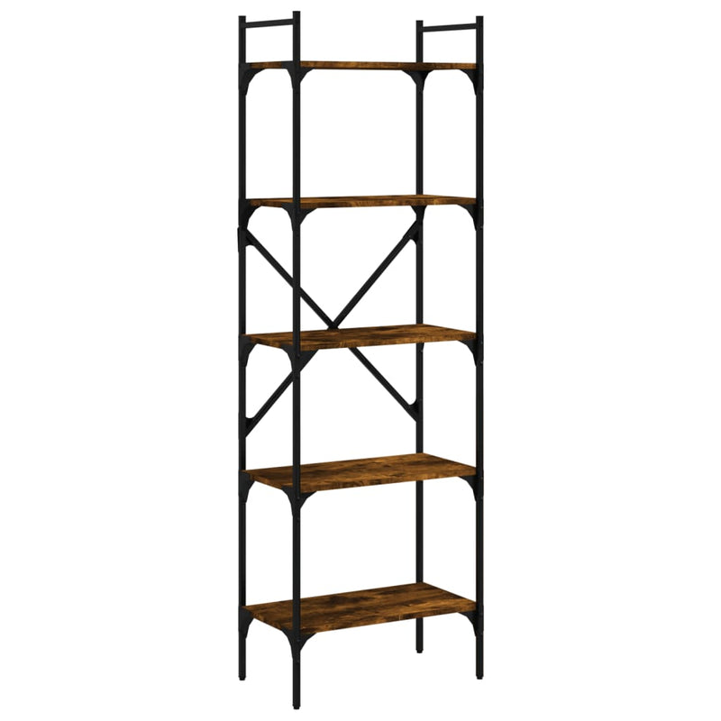 vidaXL 5 szintes füstös tölgy színű fa könyvespolc 56 x 31,5 x 174 cm