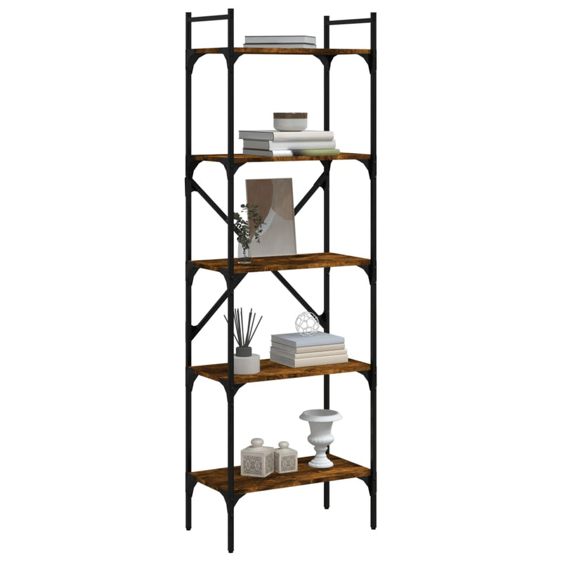 vidaXL 5 szintes füstös tölgy színű fa könyvespolc 56 x 31,5 x 174 cm