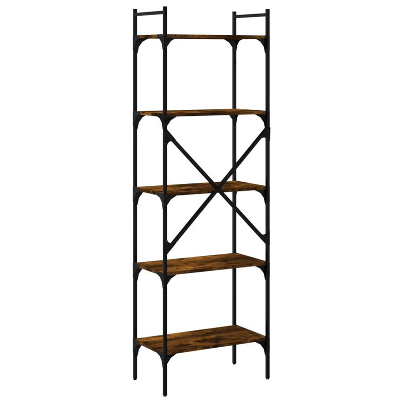 vidaXL 5 szintes füstös tölgy színű fa könyvespolc 56 x 31,5 x 174 cm