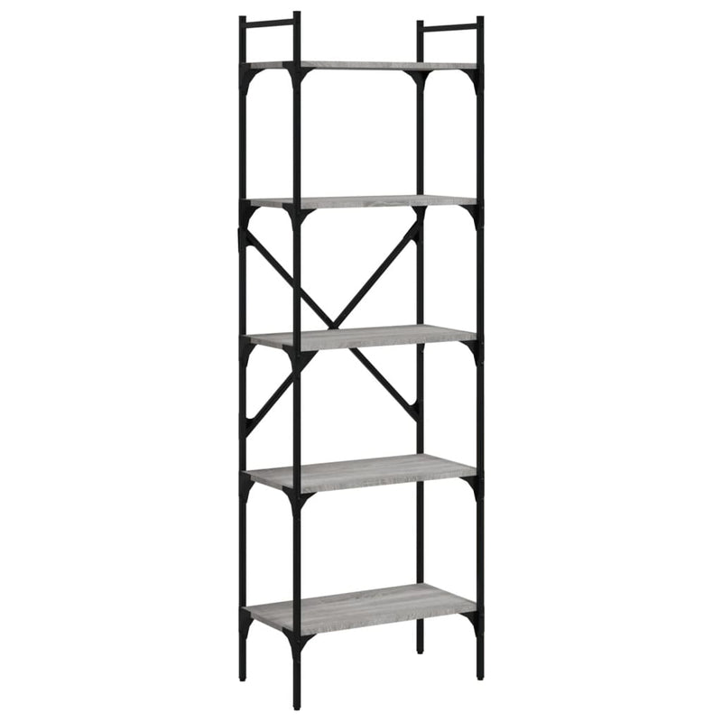 vidaXL 5 szintes szürke sonoma színű fa könyvespolc 56 x 31,5 x 174 cm