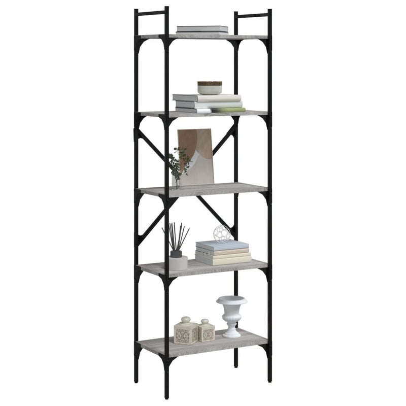 vidaXL 5 szintes szürke sonoma színű fa könyvespolc 56 x 31,5 x 174 cm