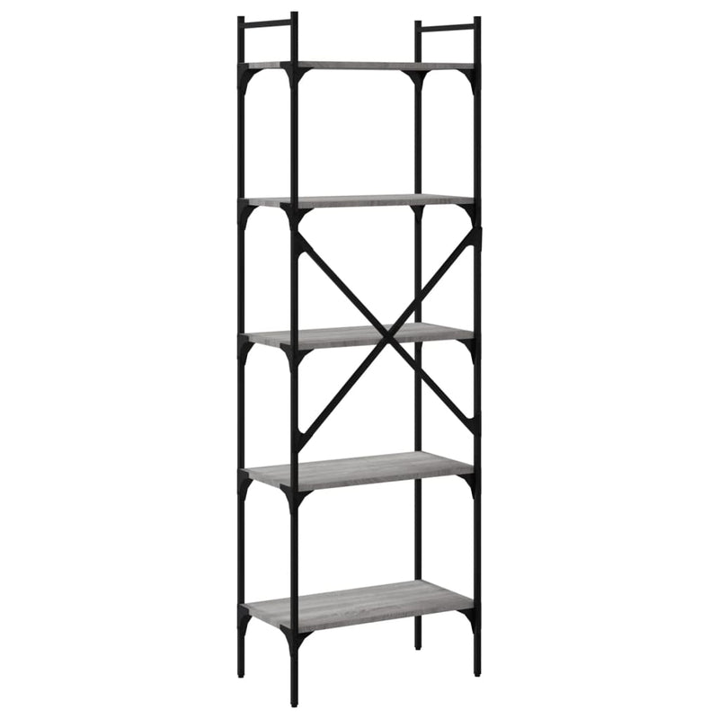 vidaXL 5 szintes szürke sonoma színű fa könyvespolc 56 x 31,5 x 174 cm