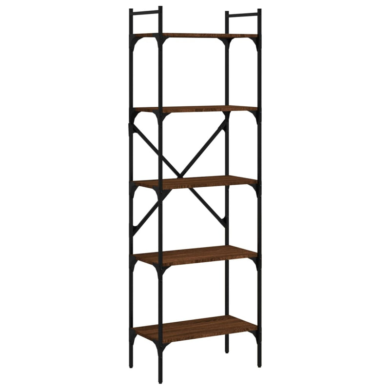 vidaXL 5 szintes barna tölgyszínű fa könyvespolc 56 x 31,5 x 174 cm
