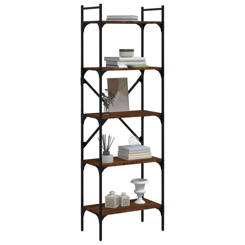 vidaXL 5 szintes barna tölgyszínű fa könyvespolc 56 x 31,5 x 174 cm