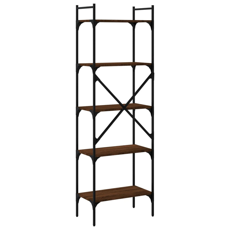 vidaXL 5 szintes barna tölgyszínű fa könyvespolc 56 x 31,5 x 174 cm