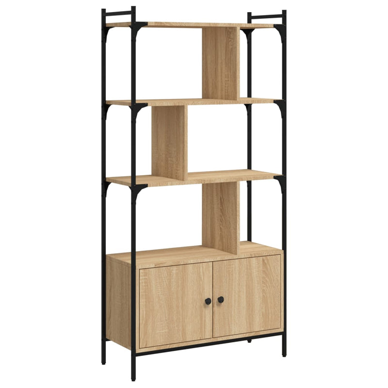 vidaXL sonoma tölgyfa ajtós könyvespolc 76,5x30x154,5 cm rétegelt fa