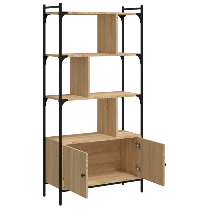 vidaXL sonoma tölgyfa ajtós könyvespolc 76,5x30x154,5 cm rétegelt fa