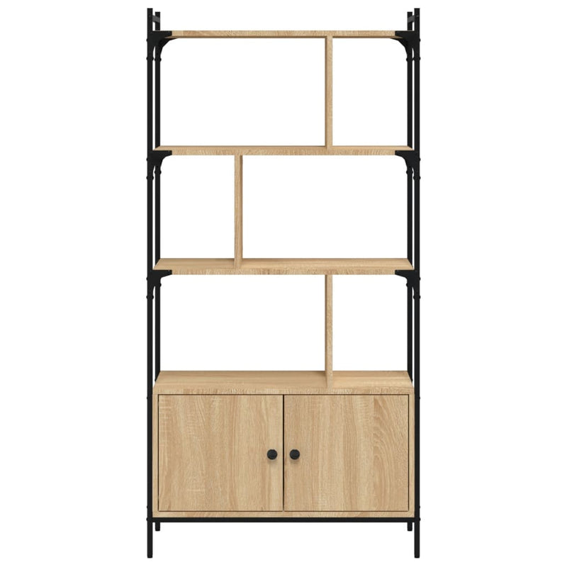 vidaXL sonoma tölgyfa ajtós könyvespolc 76,5x30x154,5 cm rétegelt fa