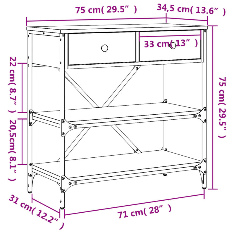 vidaXL sonoma tölgy színű szerelt fa dohányzóasztal 75 x 34,5 x 75 cm