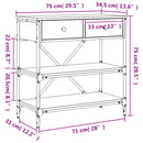 vidaXL szürke sonoma színű szerelt fa konzolasztal 75 x 34,5 x 75 cm