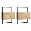 vidaXL 2 db sonoma tölgy fali szerelt fa éjjeliszekrény 35x30x51 cm