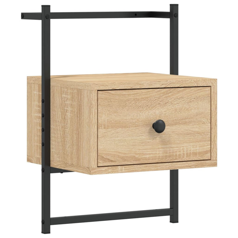 vidaXL 2 db sonoma tölgy fali szerelt fa éjjeliszekrény 35x30x51 cm