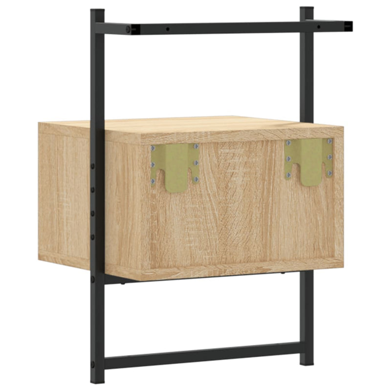 vidaXL 2 db sonoma tölgy fali szerelt fa éjjeliszekrény 35x30x51 cm