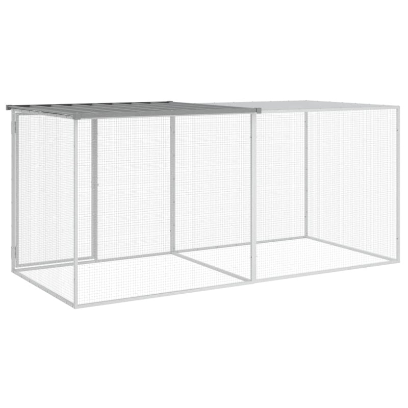 vidaXL világosszürke horganyzott acél tyúkketrec tetővel 203x98x90 cm