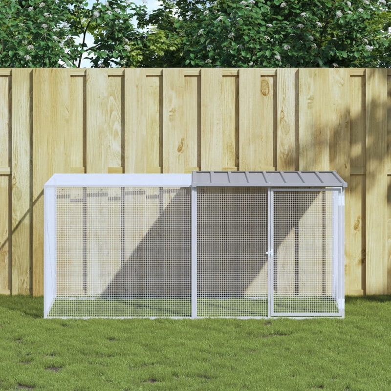 vidaXL világosszürke horganyzott acél tyúkketrec tetővel 203x98x90 cm