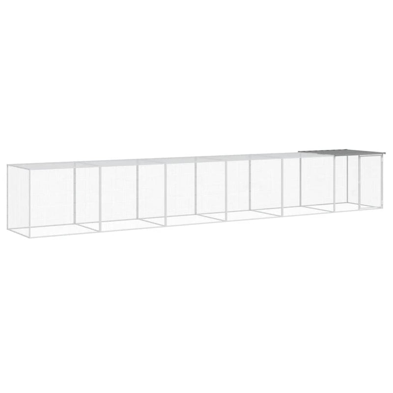 vidaXL világosszürke horganyzott acél tyúkketrec tetővel 603x98x90 cm