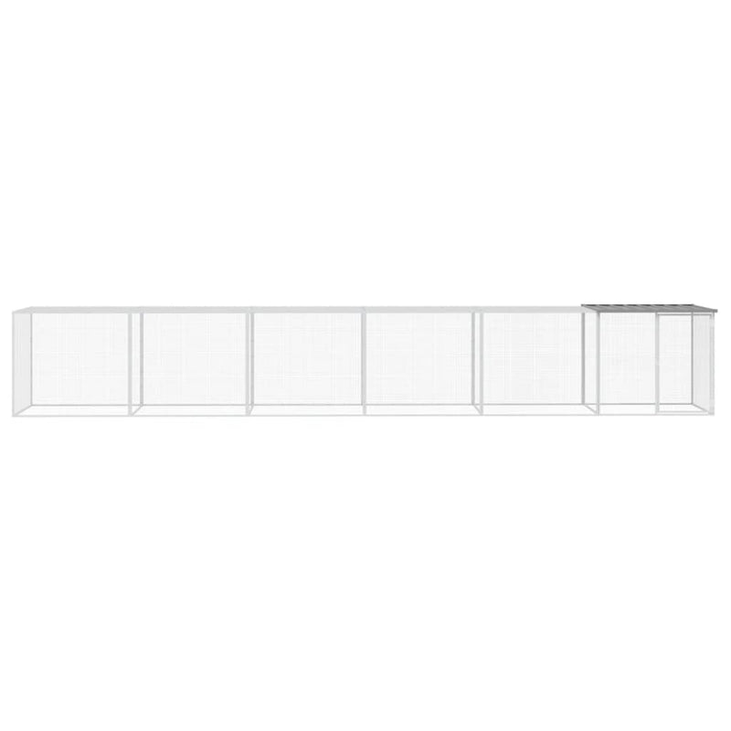 vidaXL világosszürke horganyzott acél tyúkketrec tetővel 603x98x90 cm