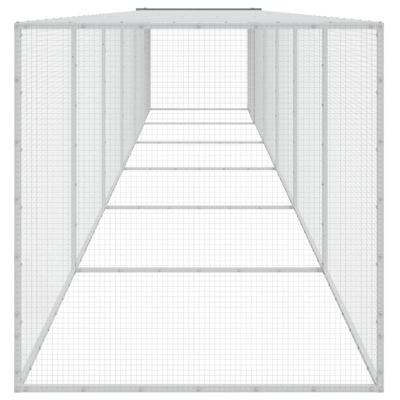 vidaXL világosszürke horganyzott acél tyúkketrec tetővel 603x98x90 cm