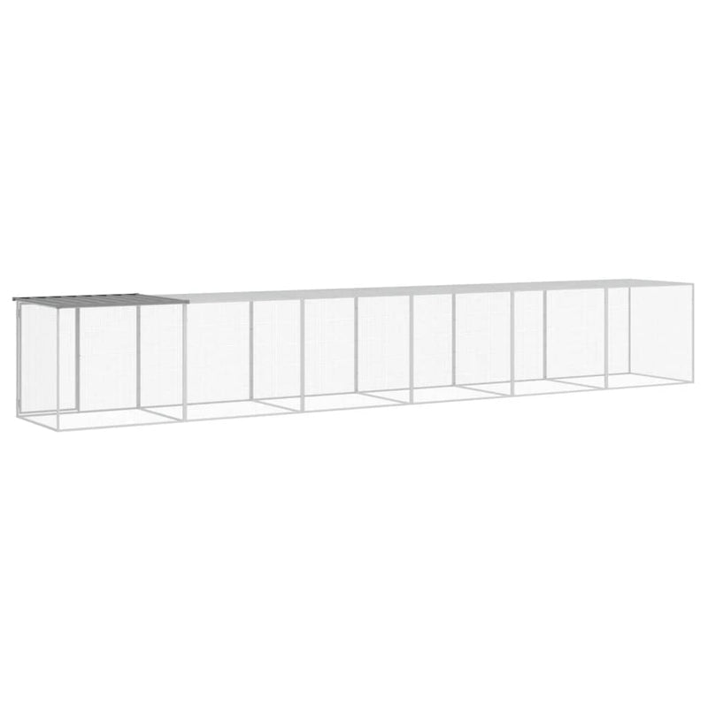 vidaXL világosszürke horganyzott acél tyúkketrec tetővel 603x98x90 cm