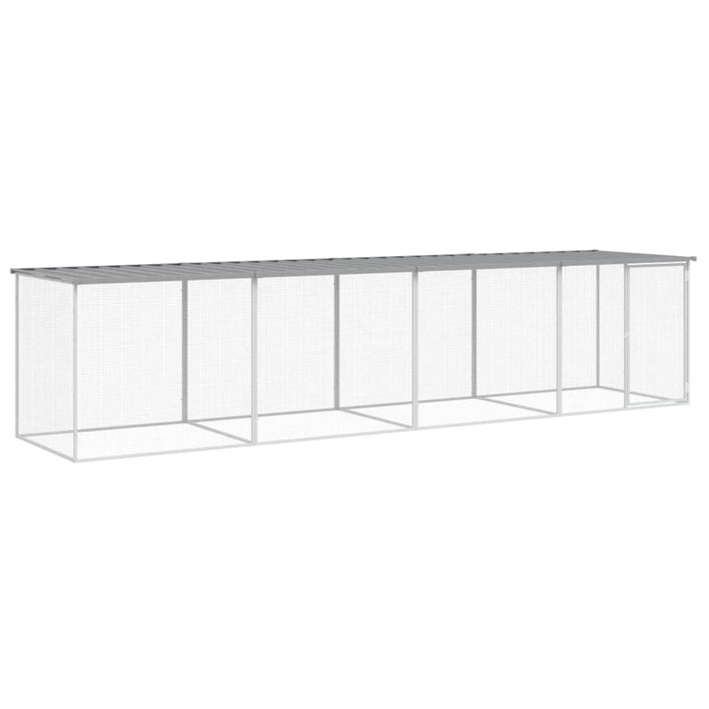 vidaXL világosszürke horganyzott acél tyúkketrec tetővel 403x98x90 cm