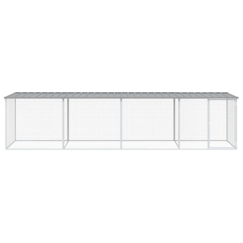 vidaXL világosszürke horganyzott acél tyúkketrec tetővel 403x98x90 cm