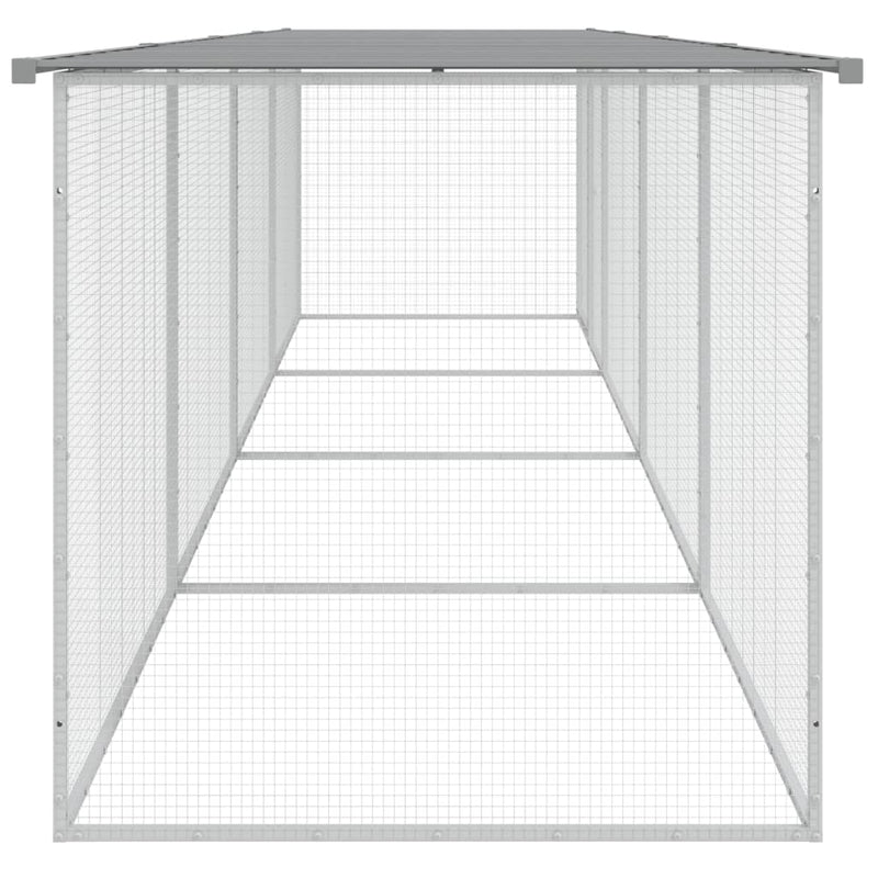 vidaXL világosszürke horganyzott acél tyúkketrec tetővel 403x98x90 cm