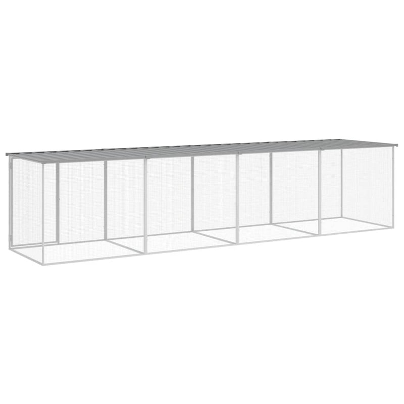 vidaXL világosszürke horganyzott acél tyúkketrec tetővel 403x98x90 cm