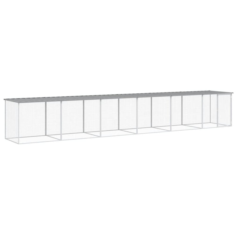 vidaXL világosszürke horganyzott acél tyúkketrec tetővel 603x98x90 cm